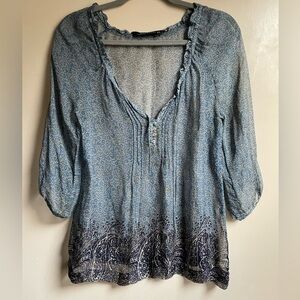 100% Silk Zara woman GORGEOUS completely sheer blouse size XS